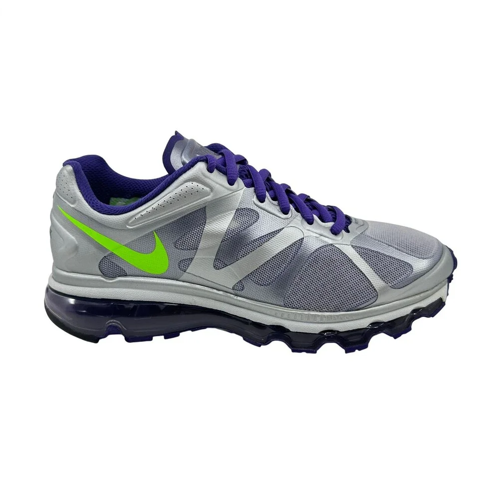 Nike Air Max+ 2012 Metallic Silver Green Purple Womens Size 6.5 Sneaker
